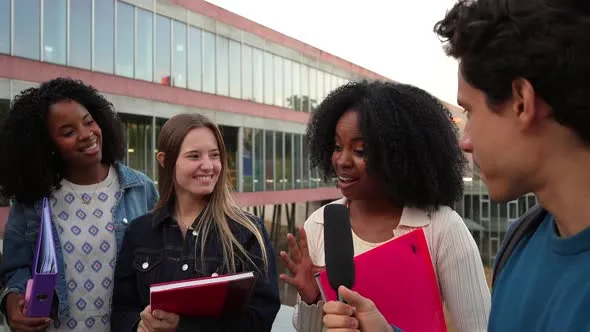 Students chatting with community members